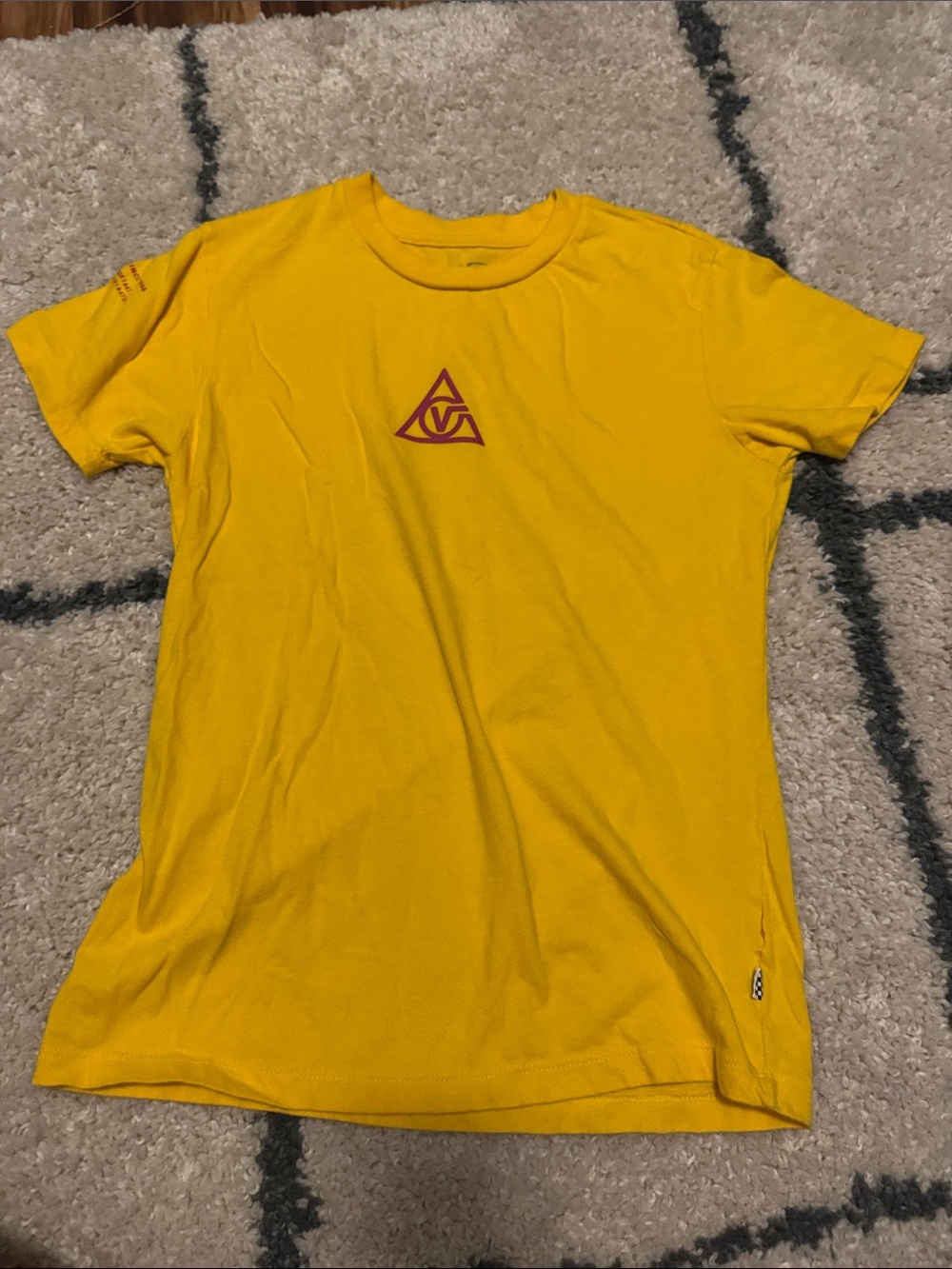 Yellow Vans Graphic Crewneck Tee (hole shown in picture & reflected in price)